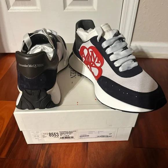 Alexander McQueen Black White Red Low-Top Athletic Sneakers